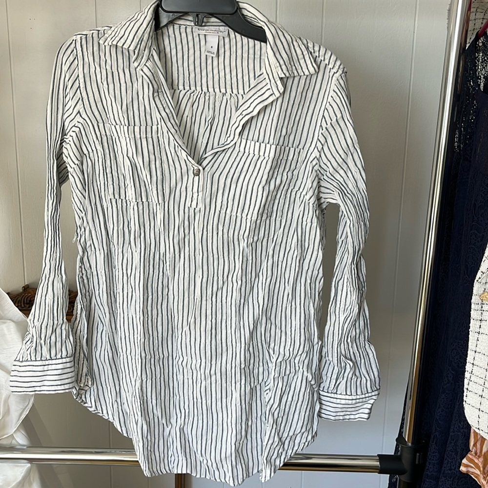 Liz Lange Maternity for Target Blue and White Striped Shirt - Size Small